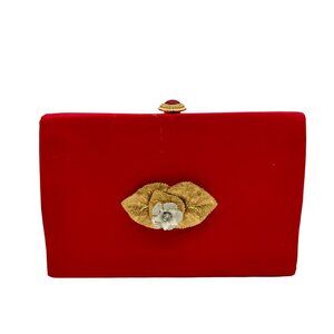 Red Fabric Formal Clutch Evening Clutch